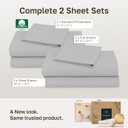 2-Pack Soft Natural 100% Cotton Sateen Twin Bedsheets Sets, Light Grey