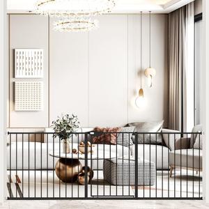 DEARBB Triple Lock Baby Gate for Stairs Doorways and House 31" to 86" Extra Wide Pressure Mounted Easy Walk Through Auto Close Safety Pet Gate Black 76.77-86.22"