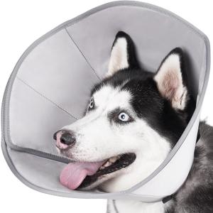 BARKLESS Dog Cone, Soft Cone for Dogs After Surgery to Stop Licking, Alternative to Recovery Collar for Large Breeds, Adjustable Elizabethan Collar for Neutering and Wound Care (XL (Neck: 17-20.5"), Grey)