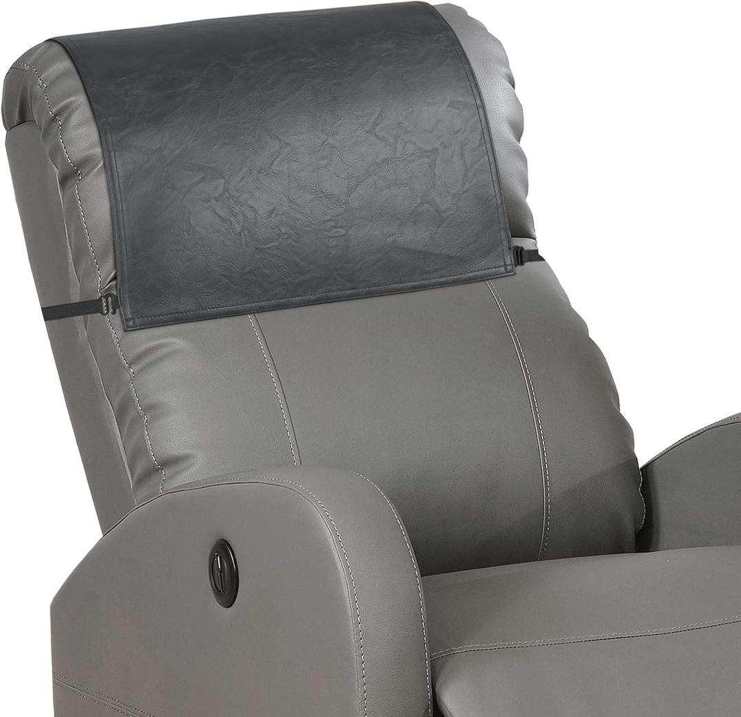 Recliner Headrest Protector,Non Slip Waterproof Headrest Cover,Leather Recliner Headrest Cover for Sofa,Furniture,Living Room,Office Chair 17x27 in(Dark Gray)