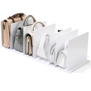 Bag & Purse Organizer for Closet, 2 Pack Adjustable Shelf Divider for Closet - White Handbag Shelf Dividers Acrylic Handbag Separators Storage Organizer for Closets Bookshelf (8 Layers)