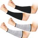 2 Pairs Cut Resistant Sleeve Arm Protection Level 5 Protection Safety Protective Sleeves Arm Protectors for Men Women(8.6 x 3.7 Inches,Black, Gray)