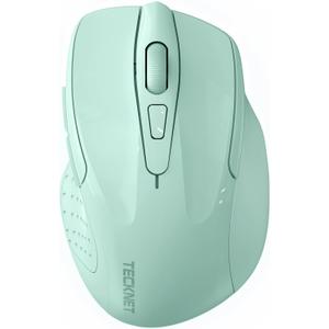 TECKNET Wireless Mouse (2.4G & BT5.0/3.0) Silent 4800 DPI Computer USB A & Bluetooth Mouse 6 Buttons, Wide Compatibility - Green