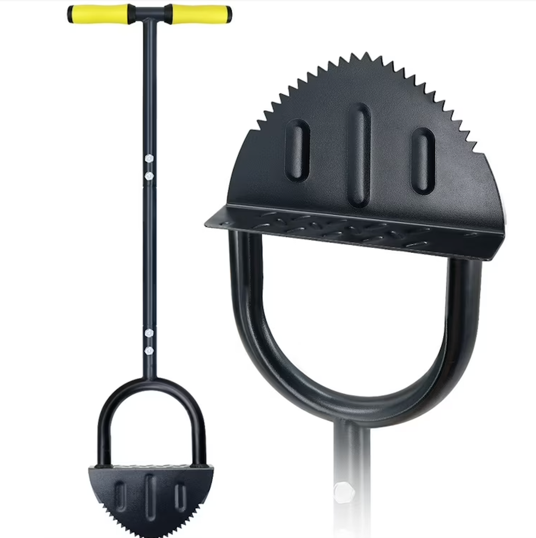 Colwelt Saw-Tooth Manual Edger, Half Moon Lawn Edger with T-Grip (38in)