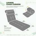 Waterproof Lounge Chair Cushion Set of 2, Outdoor Fade Resistant Chaise Lounger Replacement Cushions with 6 Ties, Thickened Memory Foam Pool Lounge Chair Cushions, 76 x 22 x 4.7 Inches, Gray6#, 2 Pack