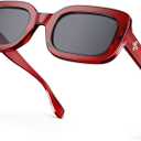 VISOONE Chunky Rectangle Sunglasses Women Men 90s Vintage Retro Accessories UV400 Protection Narrow Square Shades Harmony (Red)