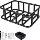 Bike BasketE Bike Rear Basket.Bicycle Basket with LinerWaterproof Cover,Cargo Net,Quick Assemble Bike Basket, Perfect for Groceries, Picnic Supplies, and Pet Transport (black)