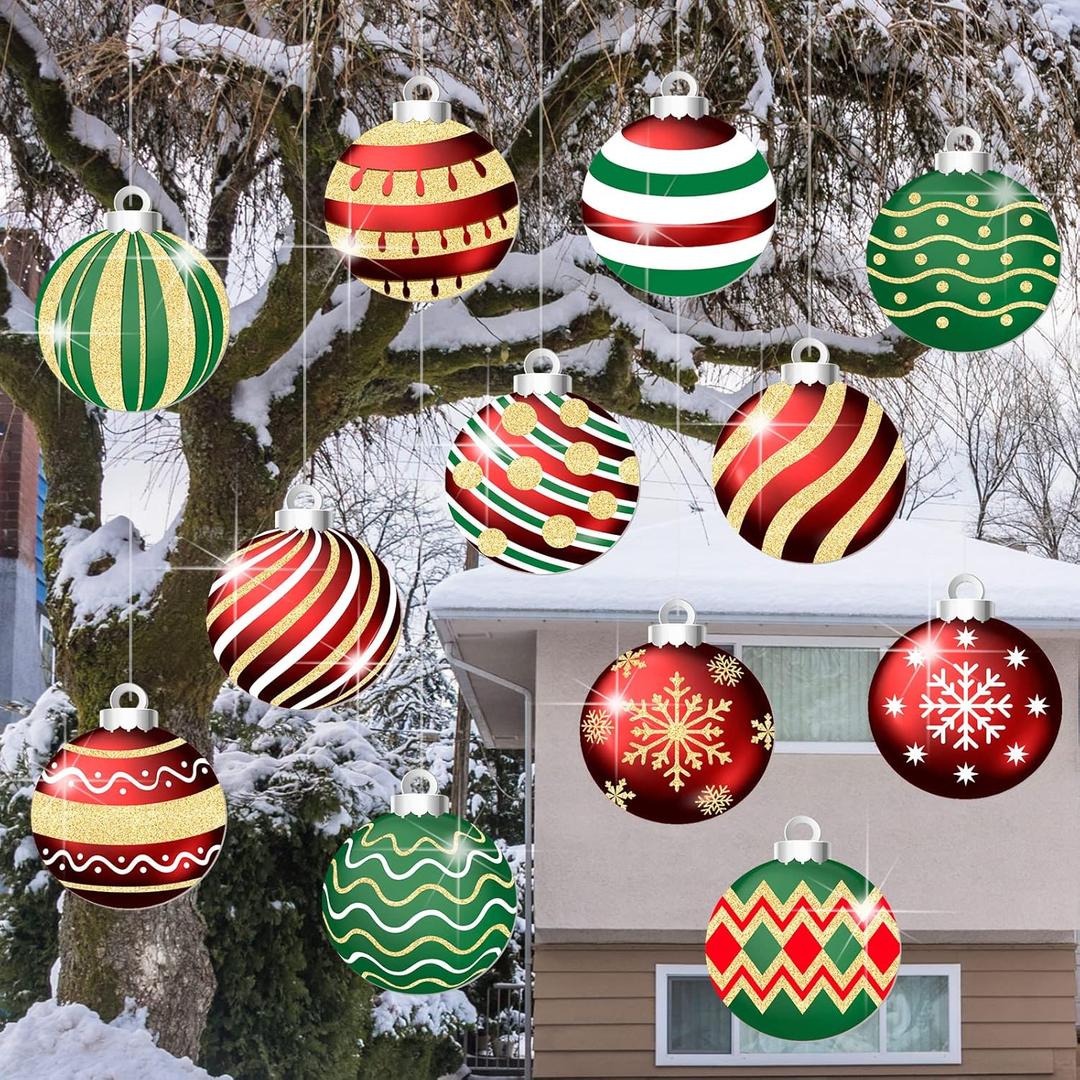 BBTO 12 Pcs Christmas Candy Yard Hanging Ornaments Outdoor 8 x 8 Inch Hanging Candy Cane Yard Decorations Christmas Peppermint Candies Lawn Ornaments for Outdoor Xmas Party Decorations(Classic Style)