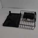 Dish Drying Rack - Small Dish Rack for Kitchen Counter, Stainless Steel Dish Drainer with Utensil Holder and Drainboard (Black)