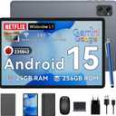 Tablet 2025 Latest Android 15 Tablets with 10.1 Inch Incell Display, 24GB RAM 256GB ROM /2TB TF, Gemini AI, T606 Octa-Core+8MP Camera, 5000mAh, Widevine L1, 2 in 1 Tablets with Keyboard Mouse Stylus (Gray)