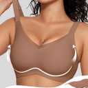 OEAK Womens Wireless Jelly Bras V Mesh Comfortable Bralette Supportive Tshirt Bra No Underwire Seamless Push Up Everyday Bras (Gold, M)