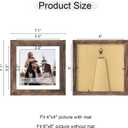 6x6 Picture Frame Set of 4, 6 x 6 Wood Photo Frames with Mat for 4x4, Wooden Frame with Real Glass Cover for Wall and Tabletop Display, Rustic Brown