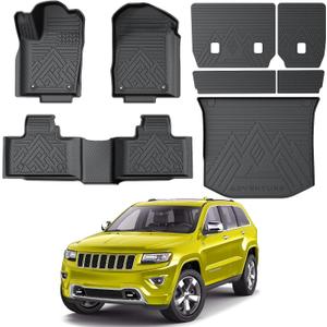 KUST Floor Mats for Jeep Grand Cherokee 2011-2021(Not for L), All Weather Cargo Mat with Back Seat Protector, TPE Floor Liners Trunk Mat Backrest Mat for Grand Cherokee Accessories, Full Set of 8