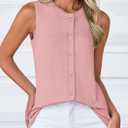 PRETTYGARDEN Sweater Vest Tops for Women 2026 Lightweight Summer Cardigan Sleeveless Button Up Knit Casual Spring Clothes (Pink, XL)
