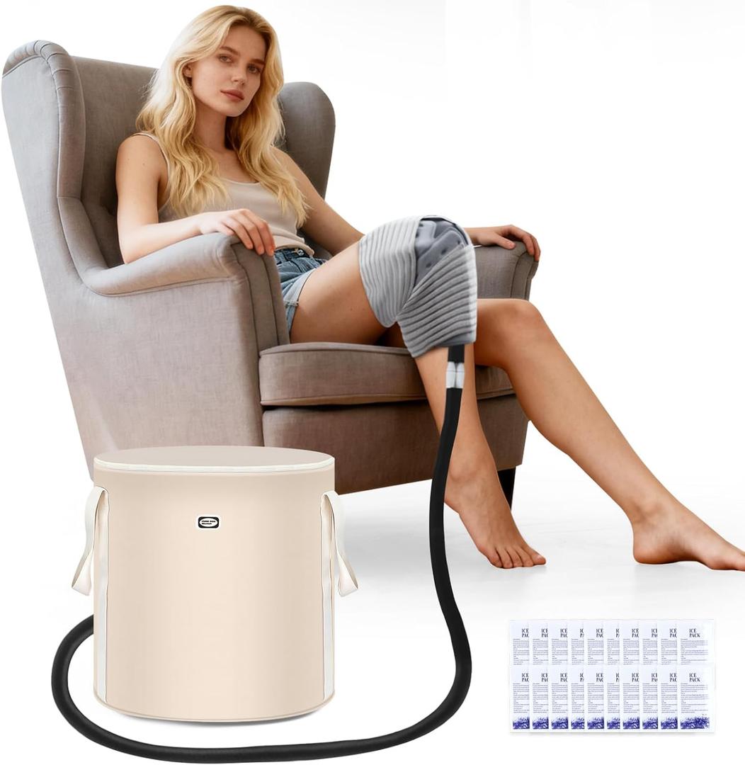 Cold Therapy Machine with Timer,Portable Ice Machine for Knee After Surgery,Knee Replacement Recovery System with Compression Pad for Ankle,Arm Joints,Sports Injuries,Cryotherapy Pain Relief (Gray)