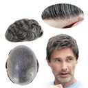 Toupee for Men, Human Hair Systems, Mens Hair Replacement 0.05mm Knotted Thin Skin Hair Piece #1B40