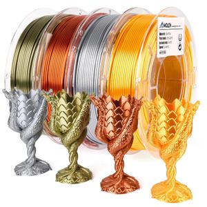 AMOLEN PLA 3D Printer Filament,PLA Filament 1.75mm,Silk Filament Bundle,Gold, Silver,Bronze, Red Copper,3D Printing Filament Bundle, 200gX 4 Spools
