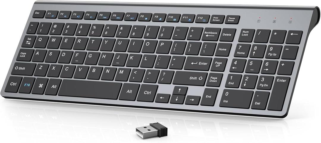 JOYACCESS Wireless Keyboard, 2.4G Slim and Compact Wireless Keyboard with Numeric Pad for Laptop, MacBook Air, Apple, Computer, PC(Black and Grey)