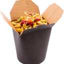 Restaurantware Bio Tek 3.2 x 2.9 x 4 Inch Food Containers 50 Durable Noodle Boxes - Disposable Sustainable Black Paper 16-Ounce Takeout Boxes Round For Takeouts And Delivery Or Picnics