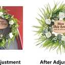 Green Eucalyptus Wreath with Flower and Welcome Sign, 20" Artificial Spring Summer Decorations for Front Door Wall Window Farmhouse Porch Patio Garden Decor