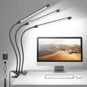 ShineTech LED Desk Lamp with Clamp, 3-Head Ultra-Wide Lighting, 4 Color Modes, Adjustable Gooseneck Task Lamps, Eye-Safe Dimming, Memory & Auto-Off Timer, Desk Light for Home Office, Study, Reading