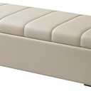 Rectangular Footstool, Ottoman Bench, Bedroom Bench with Storage, Bench for End of Bed, for Living Room, Bedroom(White,51.2in/130cm)