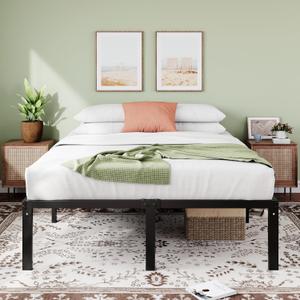 IMUsee Heavy Duty 18inch Queen Size Metal Platform Bed Frame with Ample Storage, Sturdy Slats Support, Mattress Foundation, No Box Spring Needed, Easy Assembly, Noise-Free