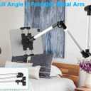 Metal Long Arm Tablet Wall Mount Holder [Aluminum Arm 37"] Adjustable Wall Tablet Stand with Foldable Arm for iPad Pro Air Mini, Galaxy Tab, Surface, Switch, Fire, iPhone, 4-12.9"