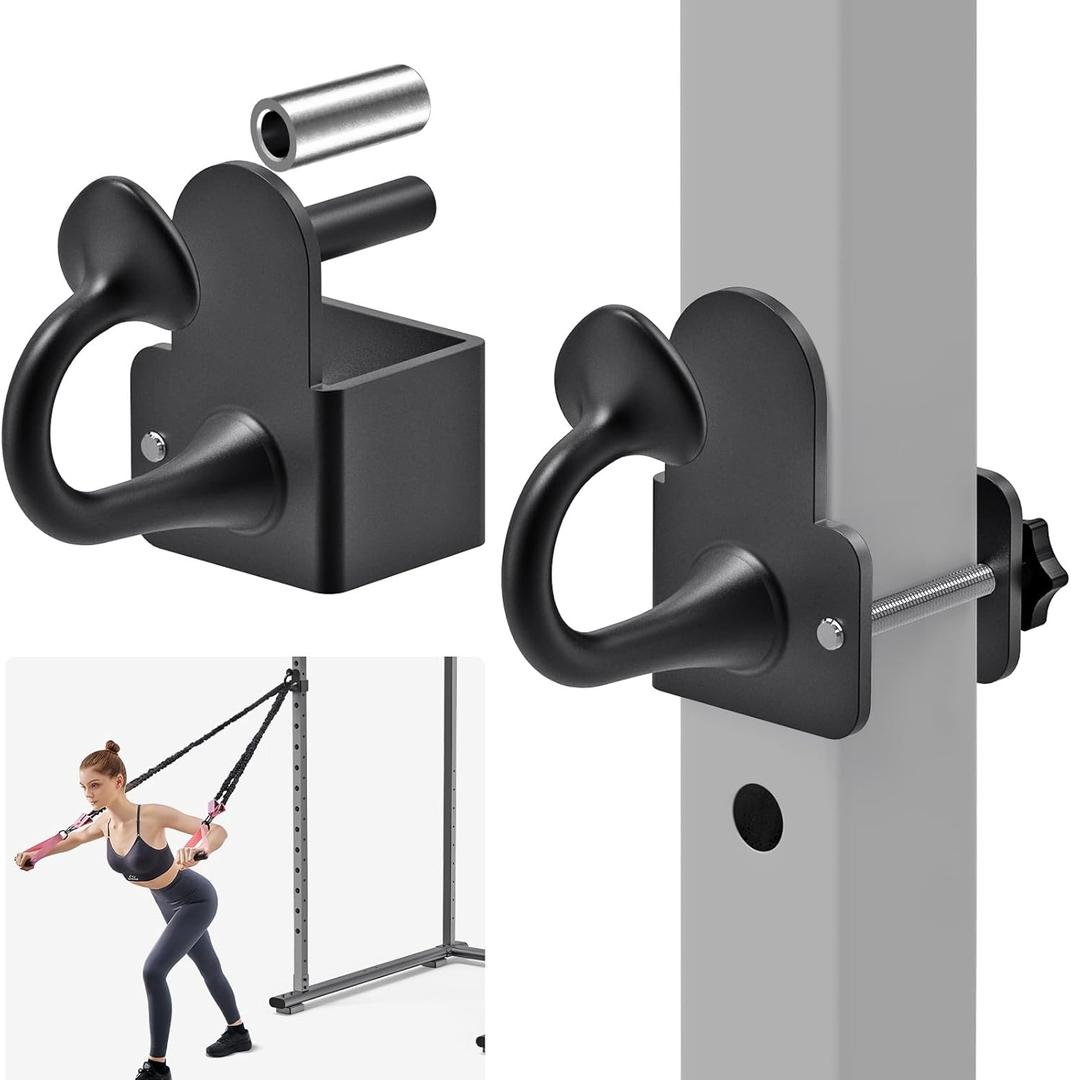 Resistance Band Anchors, Rack Attachment for Power Rack with 1" or 5/8" Hole, Adjustable Multi Point Workout Hook for Strength Training, Fitness, Physical Therapy, 2 Pack