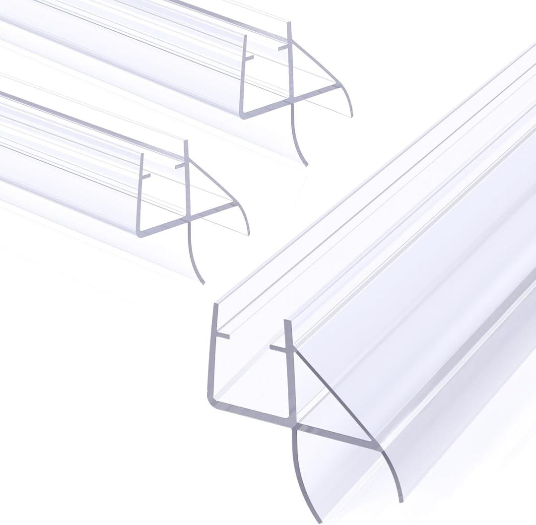 Yecaye 3 Pack 39" Frameless Shower Door Bottom Seal, 3/8" (10mm) Glass Seal Strip, Shower Door Sweep with Drip Rail, Stop Leaks and Create a Water Barrier