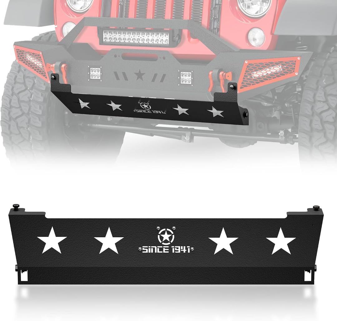 YZONA JK Front Skid Plate Steel Bumper Cover Compatible with Jeep Wrangler JK 2007-2018 2 Door & 4 Door, Lower Guard Plate Off-Road Engine Protection Bolt-on (Not Suitable for Original Factory Bumper)