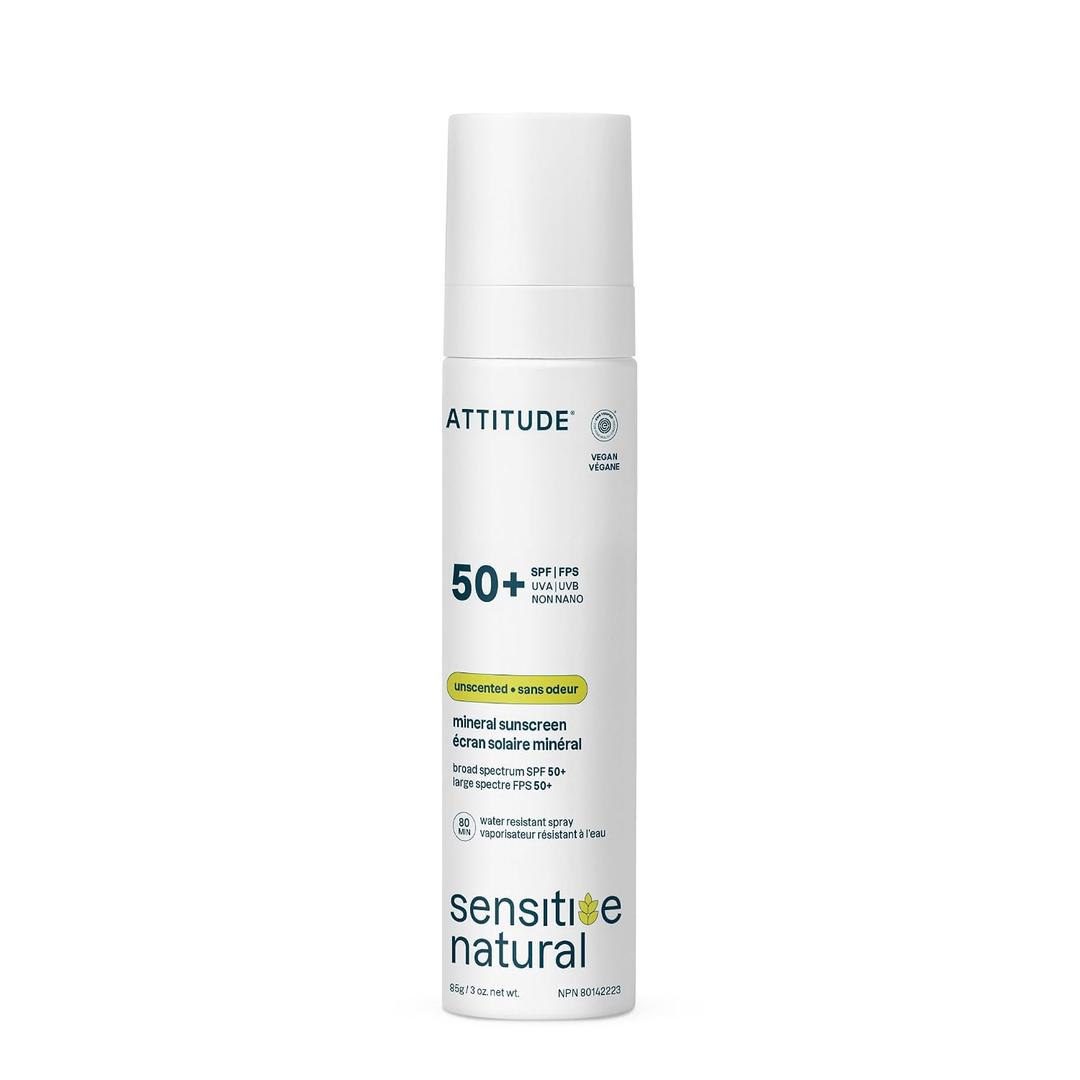 ATTITUDE Sensitive Skin Mineral Sunscreen Lightweight Lotion SPF 50, Broad Spectrum Zinc Oxide, EWG Verified, Non-Nano