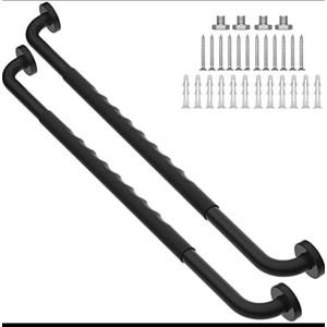 2 Pack 32 Inch Anti-Slip Shower Grab Bars w/Rubber Grip, iMomwee Stainless Steel Bathroom Wall Mount Matte Black Grab Bar Handle, Safety Balance Handrail, Handicap Elderly Senior Assist Bath Handle, Black