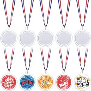 Yookeer 36 Pcs DIY Medals Design Your Own Award Medals Bulk for Kids Custom Clear Blank Make Your Own Medal Kit with Neck Ribbon for School Field Day Party Favors Winner Trophy Gymnastics Prize Gift