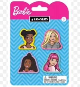 Barbie Erasers 4 Erasers Pack of 5 (ages 5+)