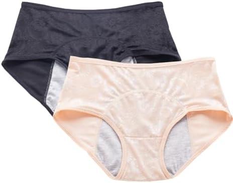 Women Menstrual Period Briefs Jacquard Easy Clean Panties US Size S/ 5 Black Nude