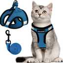 FAYOGOO Cat Harness and Leash Set | Upgrade Step-in Escape Proof Harness | Lightweight Soft Vest, No-Choke Design for Walking, Travel, Camping (Tranquil Teal)