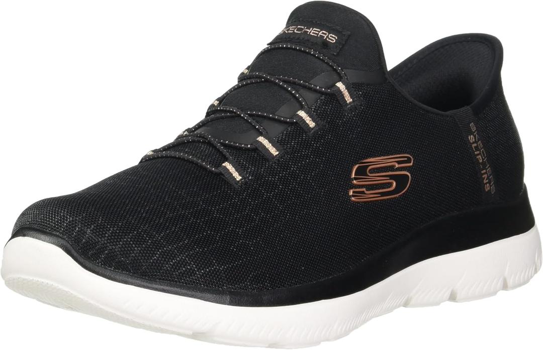 Skechers Women's Hands Free Slip-ins Summits Classy Night (8, Black Rose Gold)