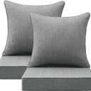 Outdoor Deep Seat & Back Cushion Set (2-Pack), 24 x 24 Inch Water Repellent and Fade Resistant Patio Furniture with Removable Cover for Outside Sofa Couch, Linenweave Gray