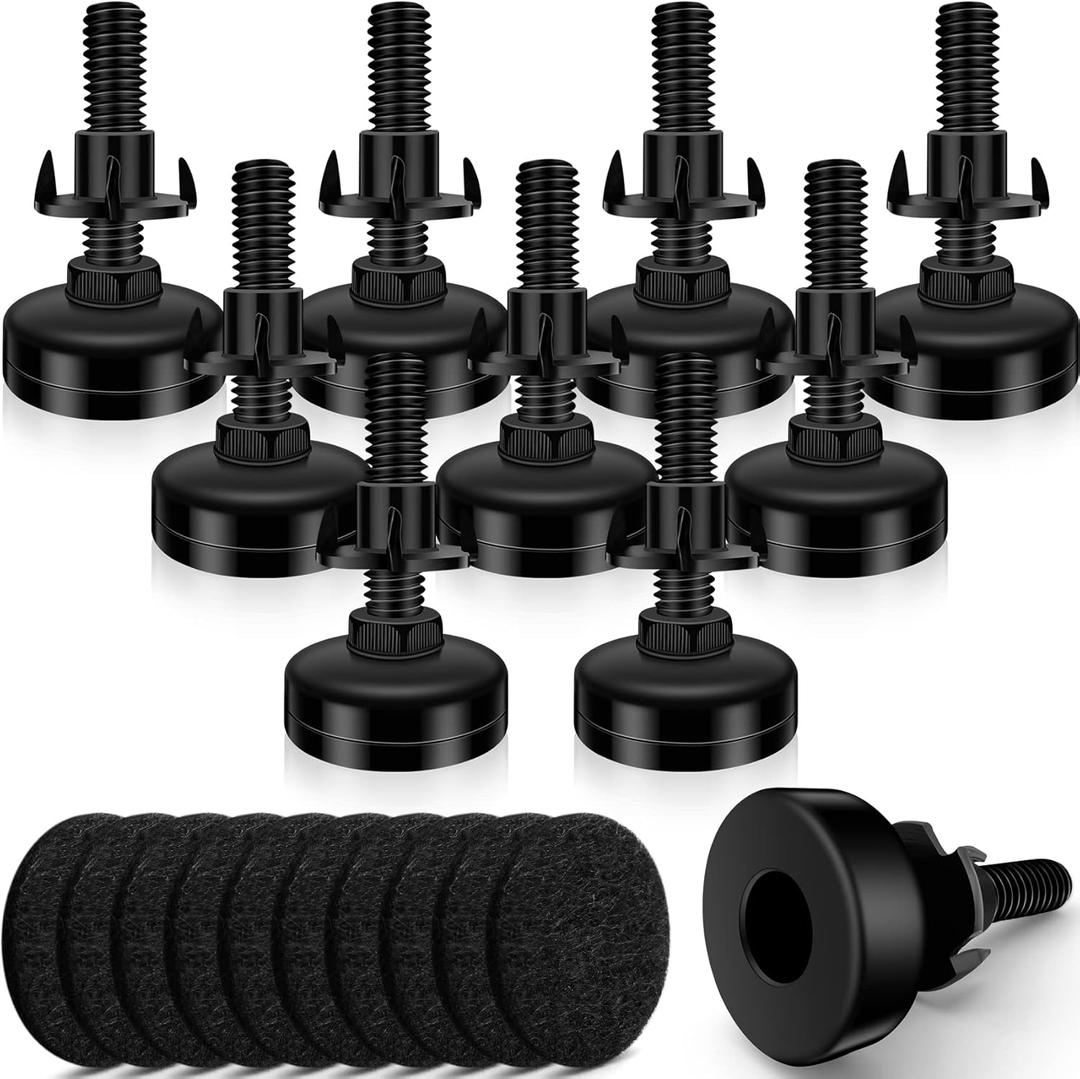 10 Set Adjustable Furniture Leveling Feet, Adjustable Leg Levelers for Cabinets Sofa Tables Chairs, Heavy Duty Height Adjuster Furniture Levelers Foot with T- Nut Kit 3/8"-16 Thread, Black