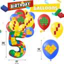 Birthday Decorations 5 Year Old Boy  Building Blocks 5th Birthday Decorations  Party Kit: Number 5 Balloon, Banner, Cupcake & Cake Toppers, Balloons  Brick Theme Party Supplies for Boys 5 Years Old