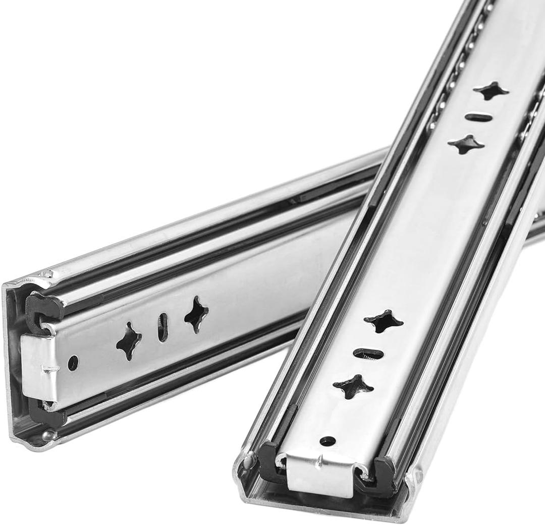 Heavy Duty Drawer Slides, 40 Inch, 500 lb Load Capacity, Side Mount, Full Extension, Ball Bearing, Cabinet Locking Rail, Tool Box Runner, 1 Pair