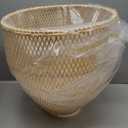 Arturesthome 1 Light Boho Bamboo Chandelier for Kitchen,15.7" Rustic Bamboo Basket Pendant Light Fixture Farmhouse Hanging Lighting for Dining Table Kitchen Island Sink