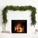 6FT Artificial Cedar Garlands, Realistic Greenery Garland, Green Artificial Greenery Garland for Mantle, Staircase, Banister, Fireplace, Wall, Door, Table, Indoor & Outdoor Holiday Xmas Decortions