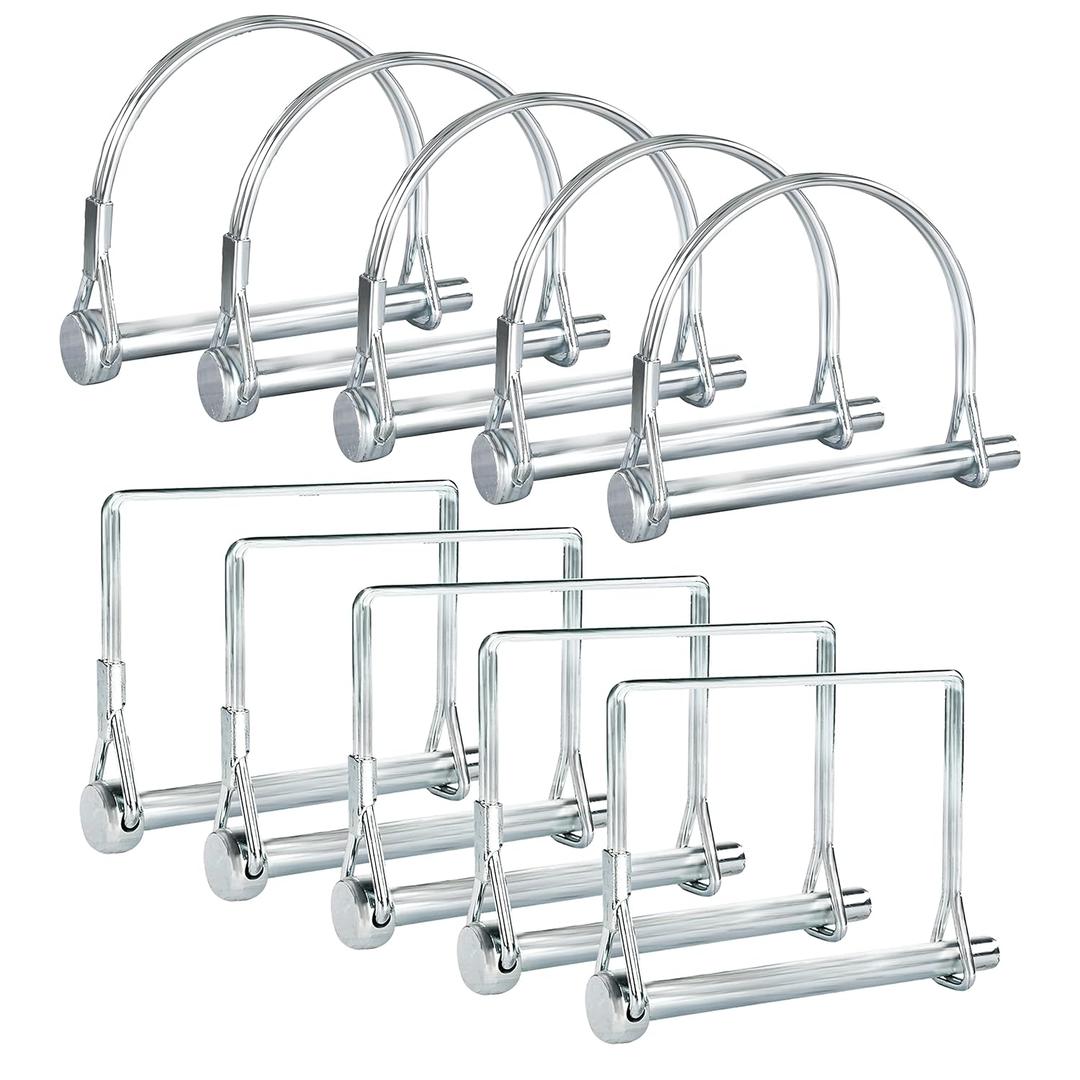 Pack of 7 Trailer Pin 2-3/4" x 1/4" (L x W) Featuring PTO Pins, Lock Pins, Trailer Hitch Pins, and Shaft Locking Coupler Pins for Farm Trailers, Towing, Lawn Equipment and Hitches