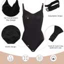 SHAPERX Women's Shapewear Bodysuit Tummy Control Body Shaper Waist Snatching Seamless Body Suit,SZ5213-Black-L/XL