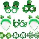 JAKADYUKS St. Patrick's Day Glasses Headbands 8 Packs Party Favors, Irish Green Shamrock Clover Costume Accessories, Eyeglasses Frame Selfie Photo Booth Props for Saint Pattys Day Party Supplies