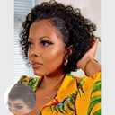 13X4 Short Curly Human Hair Wigs,Pixie Cut Wig Human Hair 6 Inch Wear and Go Glueless Wigs Pre cut Deep Wave Lace Front Wig for Black Women