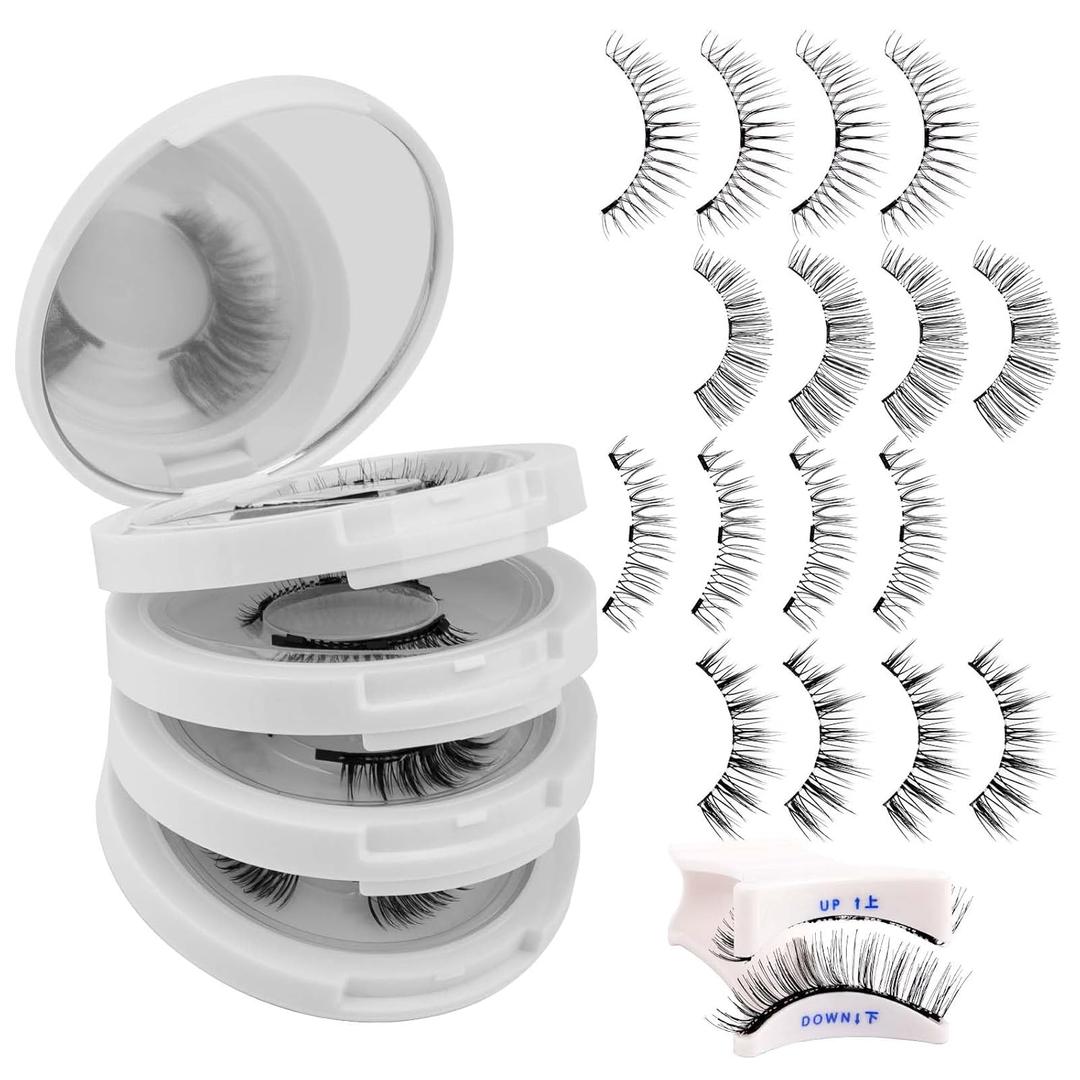 FADLASH Magnetic Eyelashes with Applicator Natural Look Magnetic Lashes Reusable 4 Pairs False Eyelashes Kit Easy to Wear and Remove (604+079+806+B7)