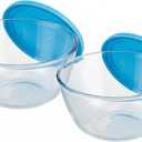 Glass Sourdough Mixing Bowls with Lids, 2-Pack Large Capacity Clear Bowls, 4.76 Quart for Bread Making, Perfect for Mixing, Proofing, Storing Dough